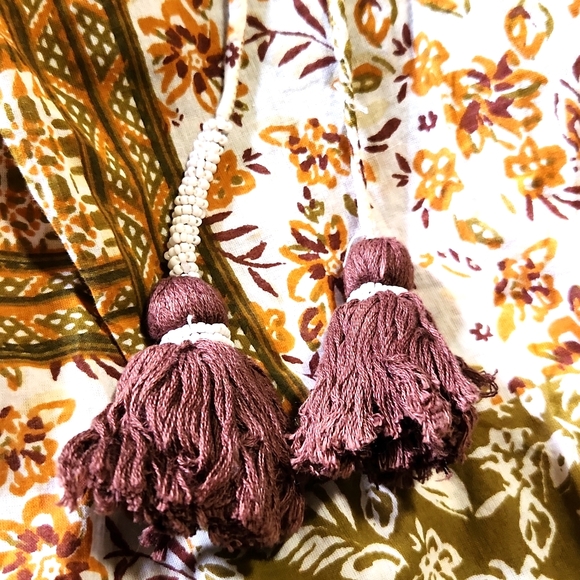 Atelier Nicole Miller Beaded Flowy Boho Sleeveless Blouse Tank Top Medium NEW - Picture 7 of 10